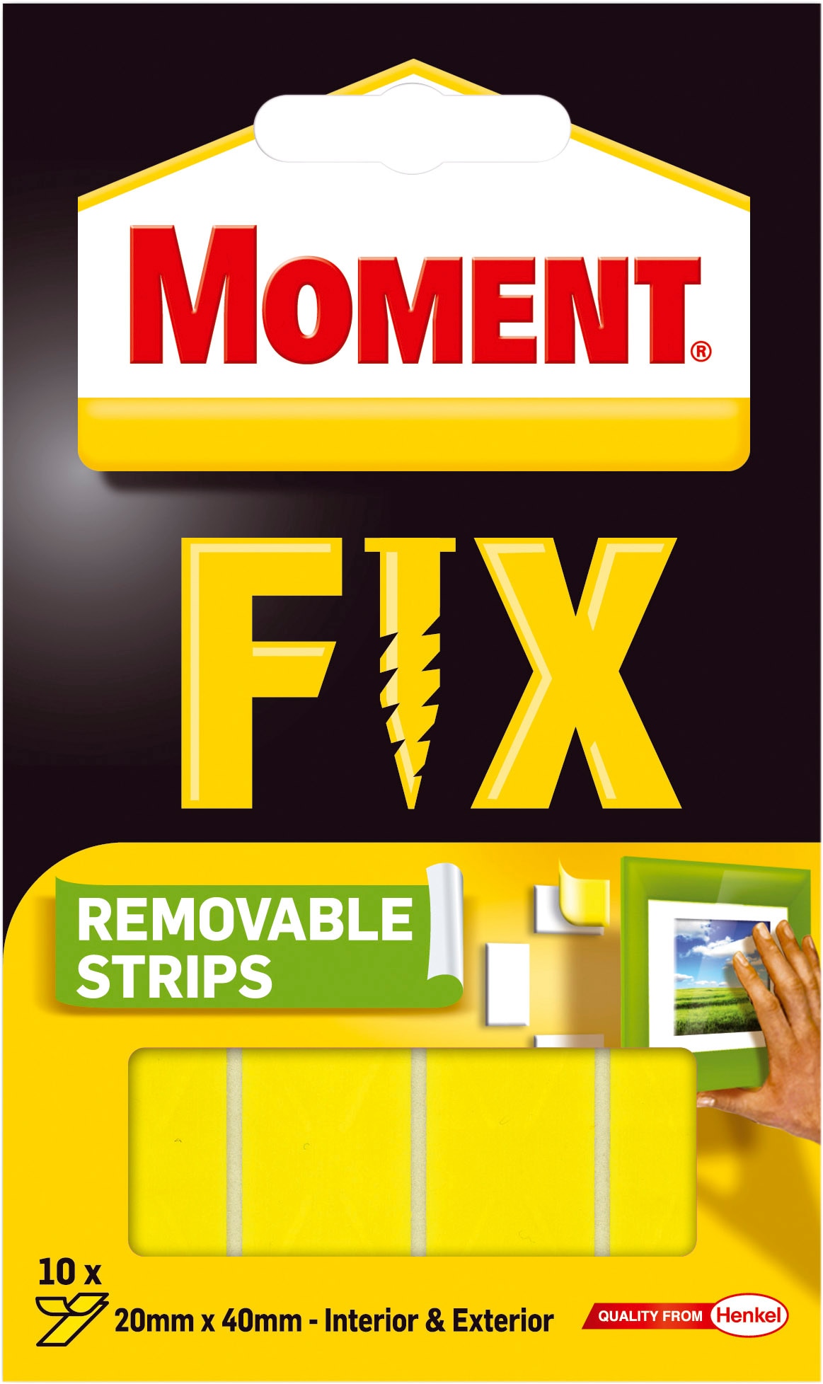 Set 10 x Banda dubla adeziva, detasabila, 4 cm Galben Moment