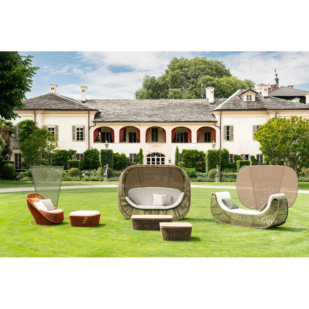Sezlong terasa LIVINTWIST Belvedere, 106.3 x 104.4 x 111 cm, camel dark