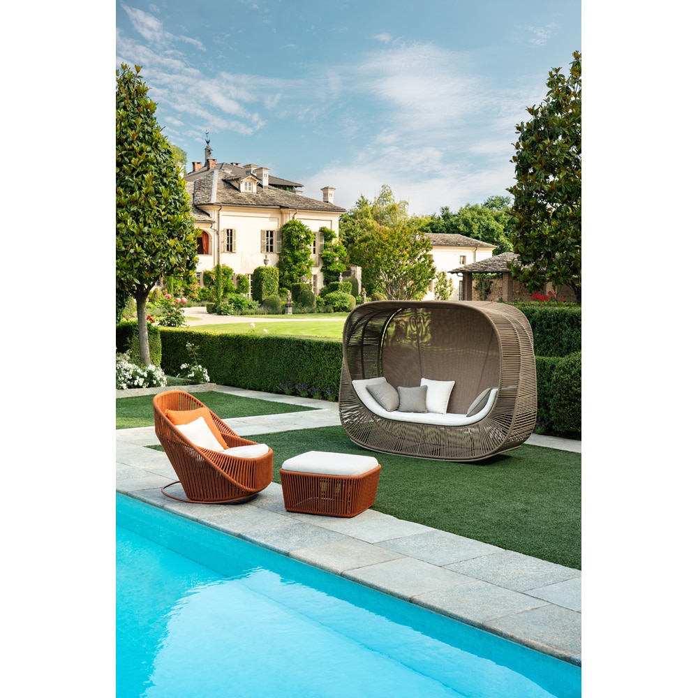 Sezlong terasa LIVINTWIST Belvedere, 106.3 x 104.4 x 111 cm, camel dark