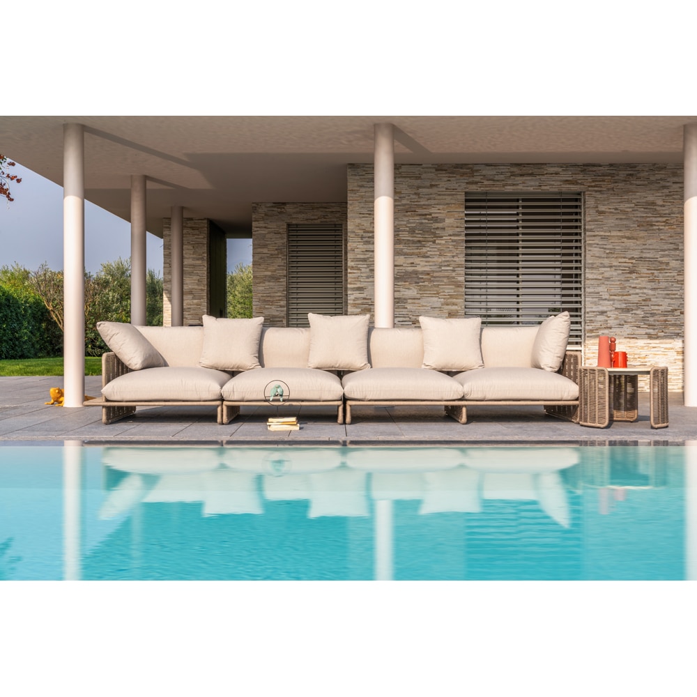 Canapea terasa LIVINTWIST Cross 3, aluminiu, 93 x 95 x 80 cm, maro taupe