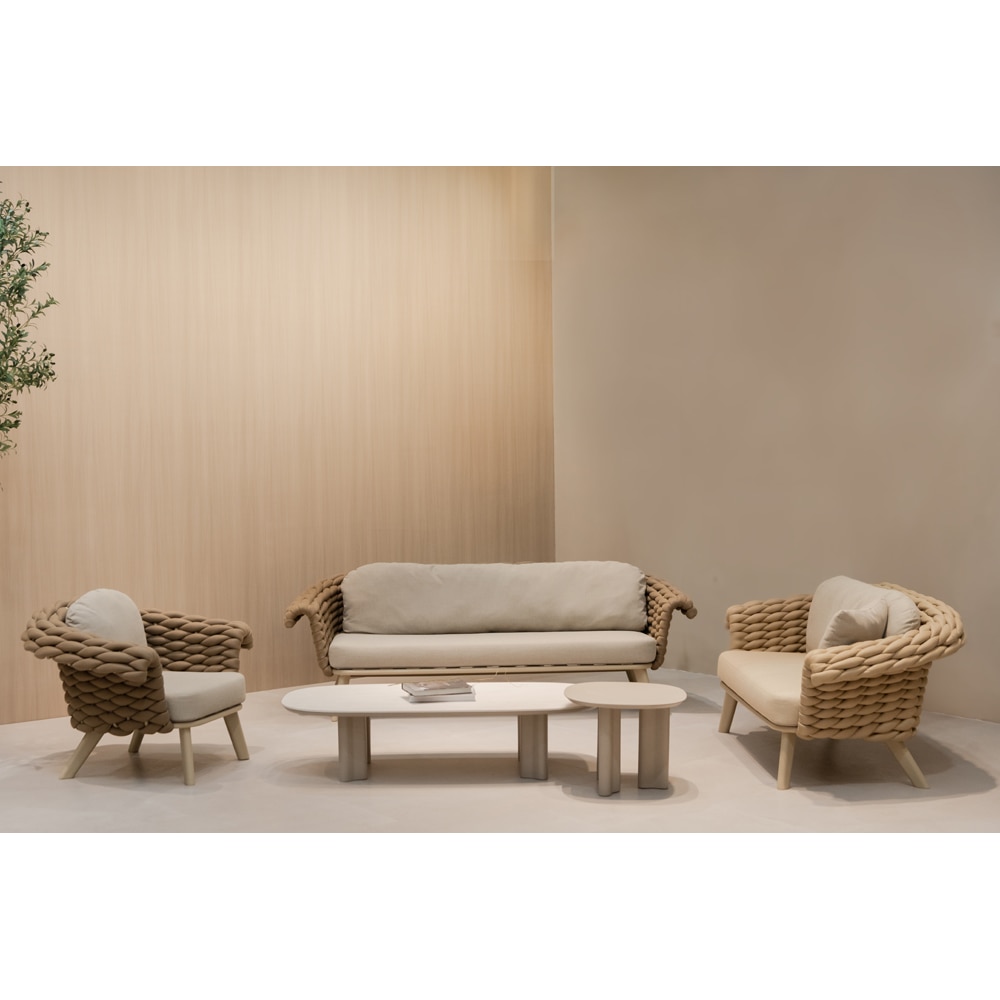 Canapea terasa LIVINTWIST Scroll 104, aluminiu, 179 x 90 x 79 cm, camel