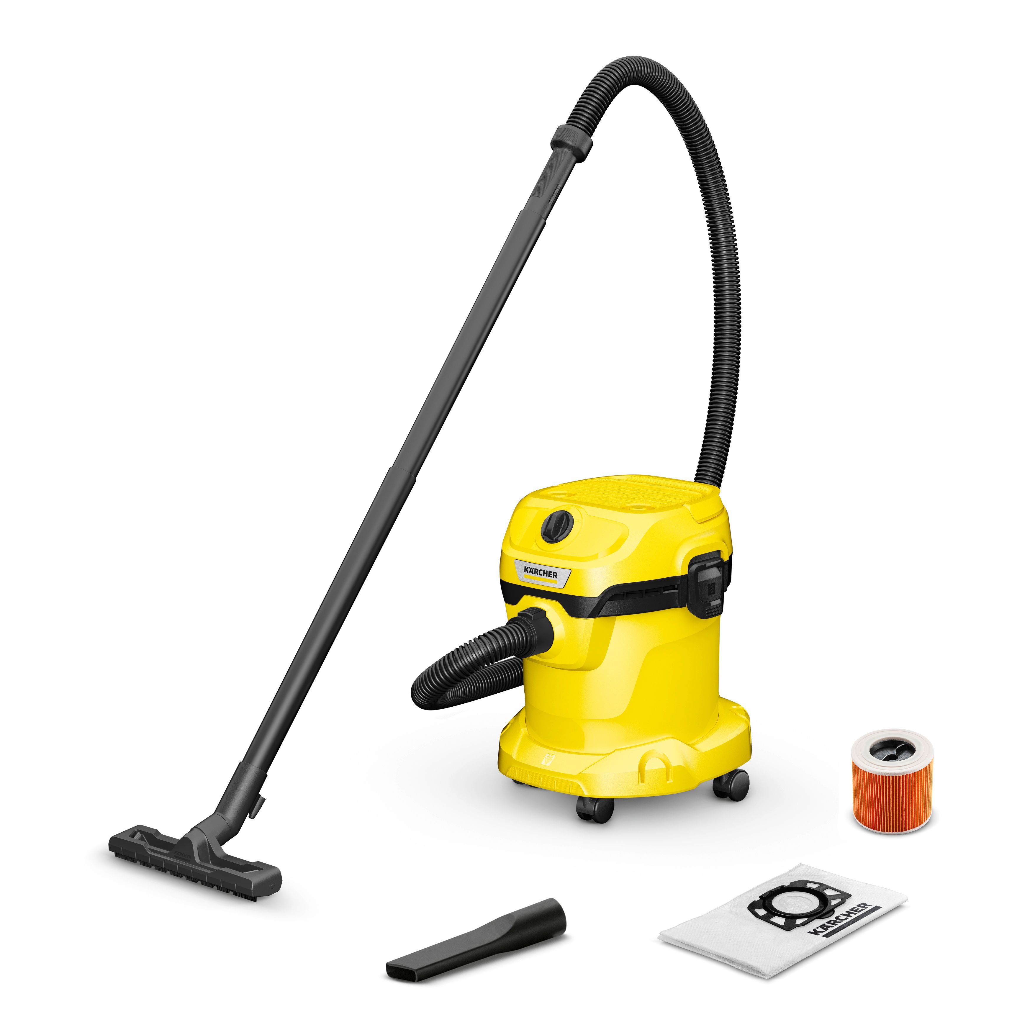 Aspirator multifunctional KARCHER WD2 V15 101267114, 17l, 1000W, 74dB, galben-negru 