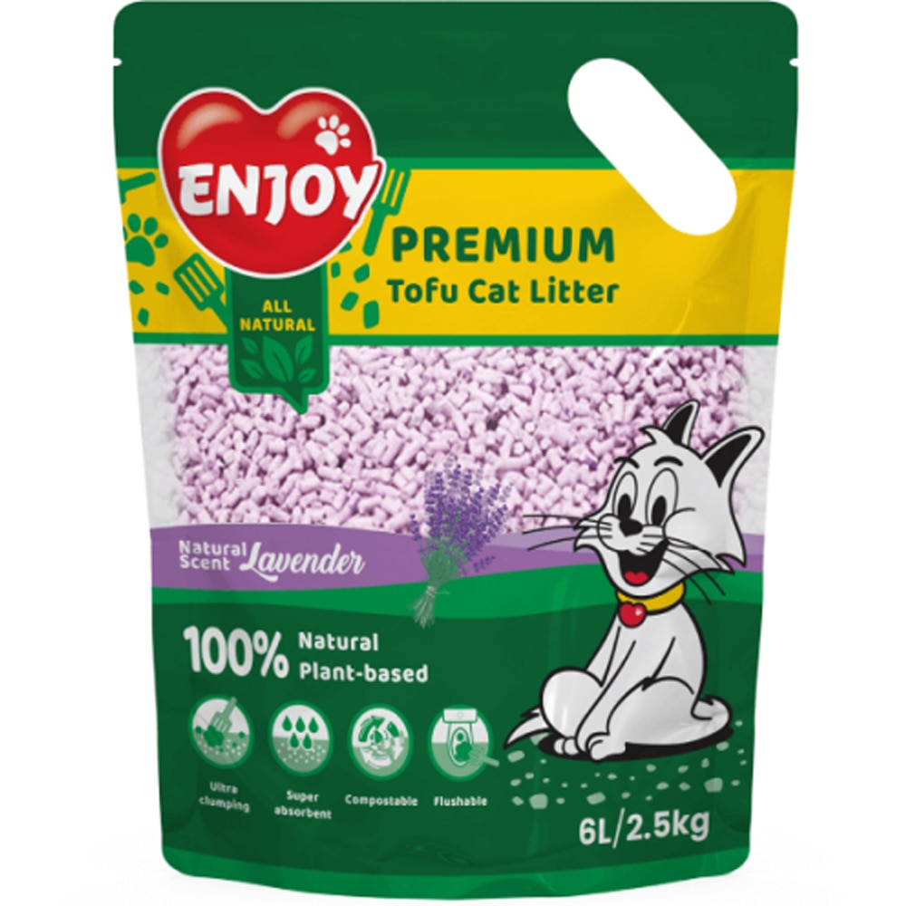 Asternut igienic pentru pisici ENJOY Tofu Lavanda, 6 L
