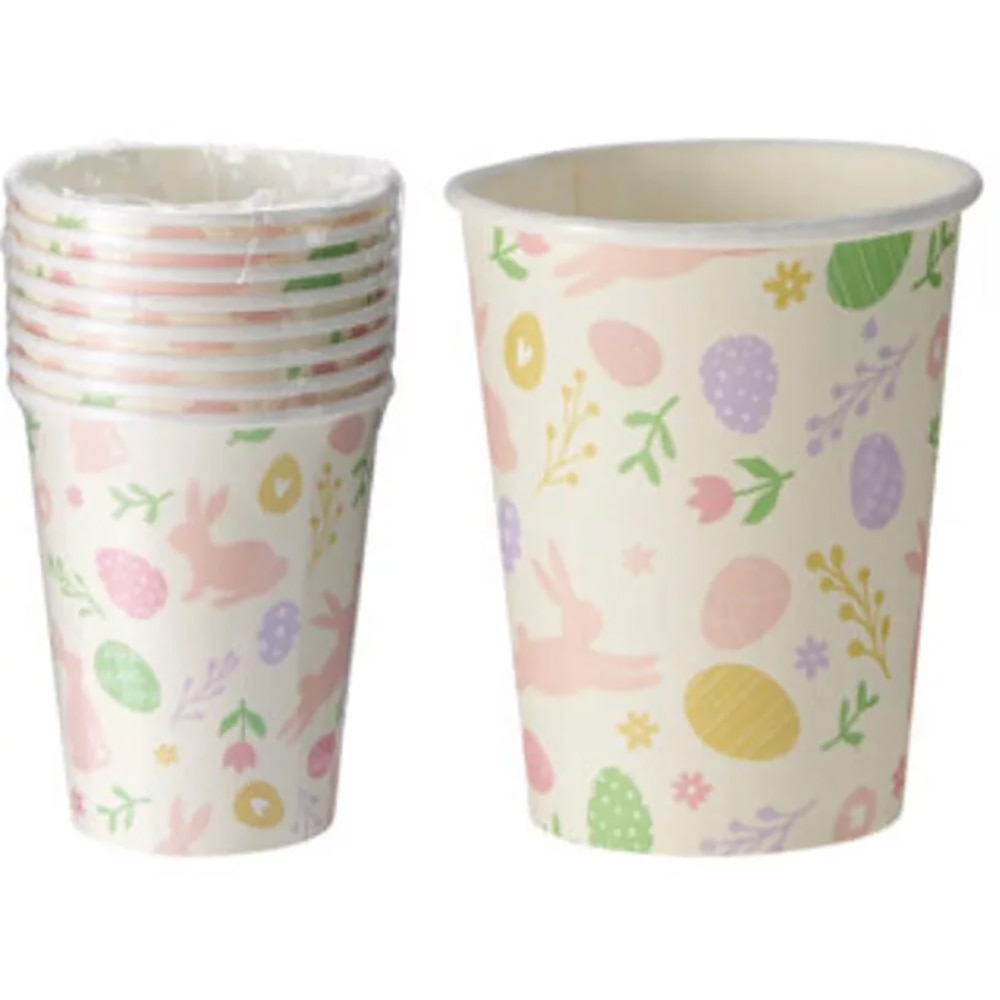 Set pahare unica folosinta tematica paste, 250 ml, carton, 8 bucati, multicolor
