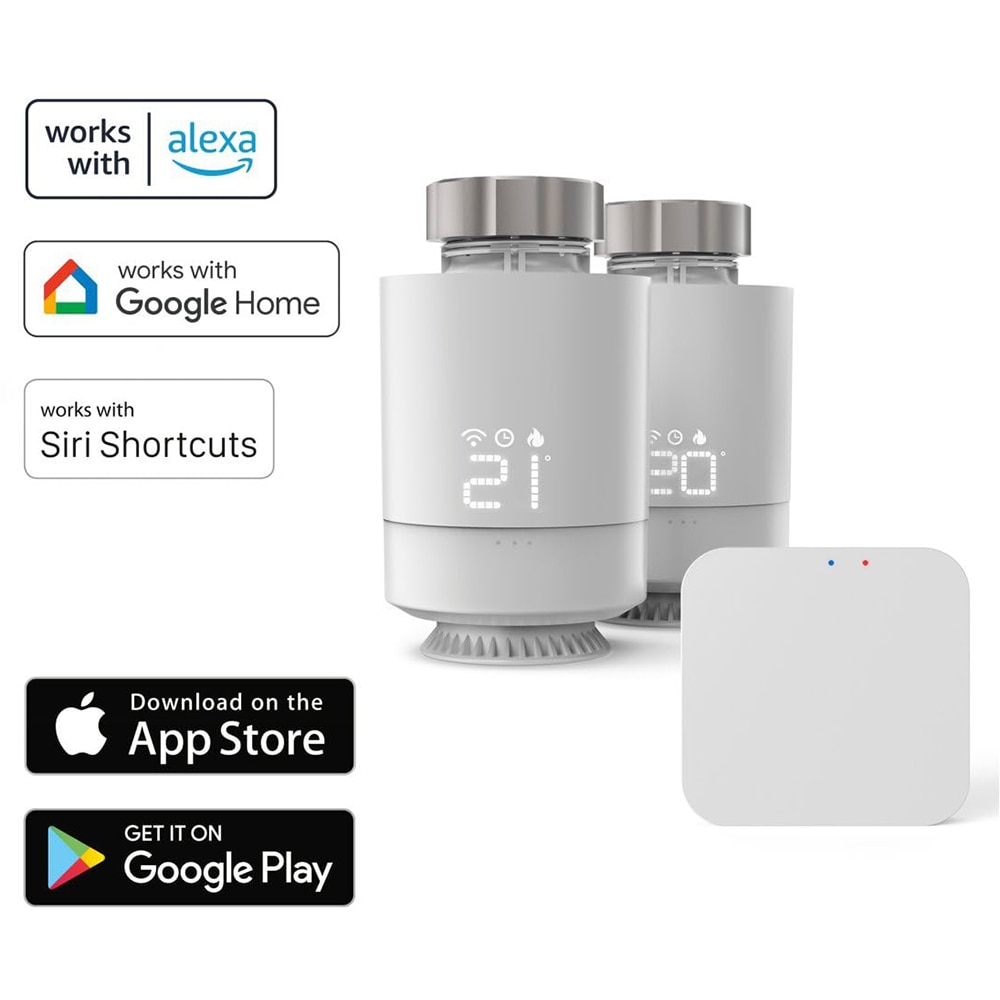Set control incalzire HAMA 176662, 2 termostate, unitate de control, Wi-Fi, alb
