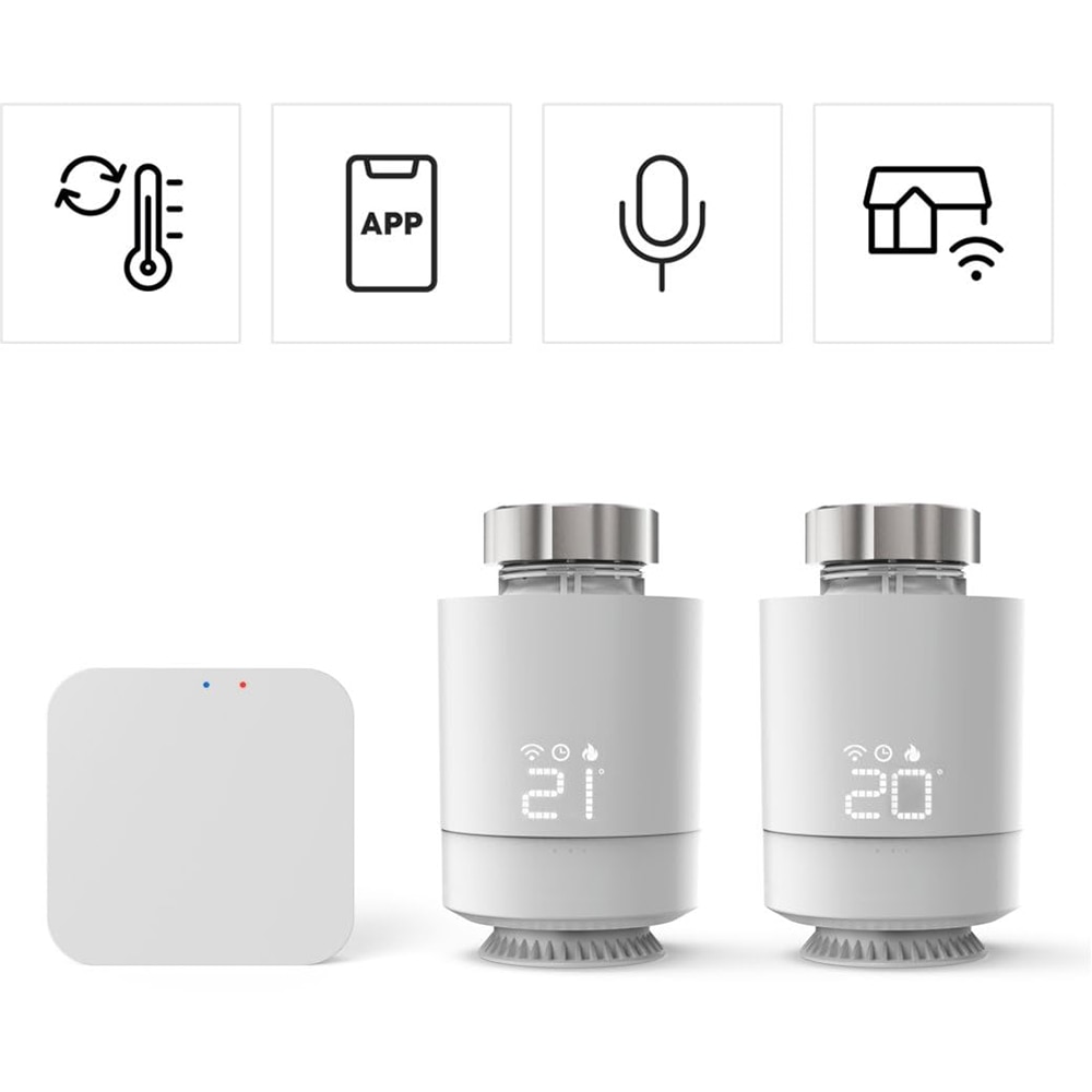 Set control incalzire HAMA 176662, 2 termostate, unitate de control, Wi-Fi, alb