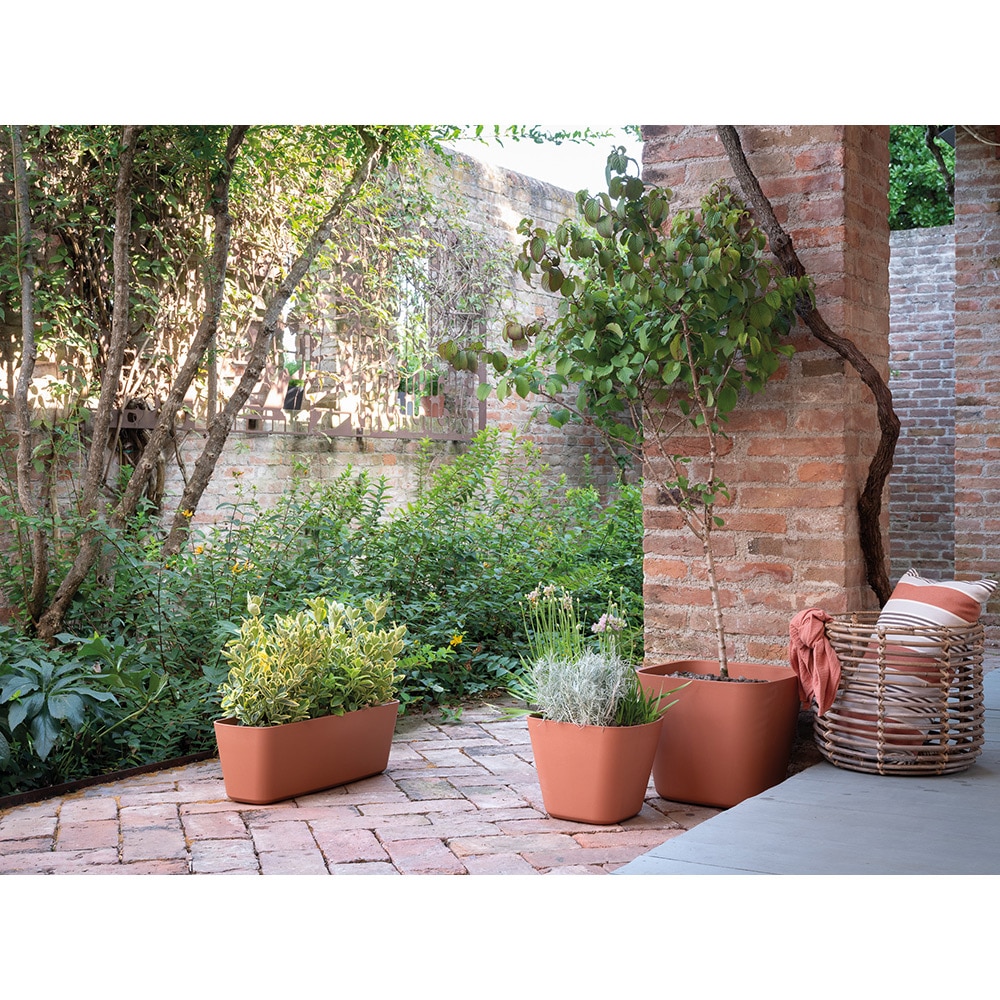 Ghiveci plante DEROMA Quadro, D28 cm, plastic, natural teracota