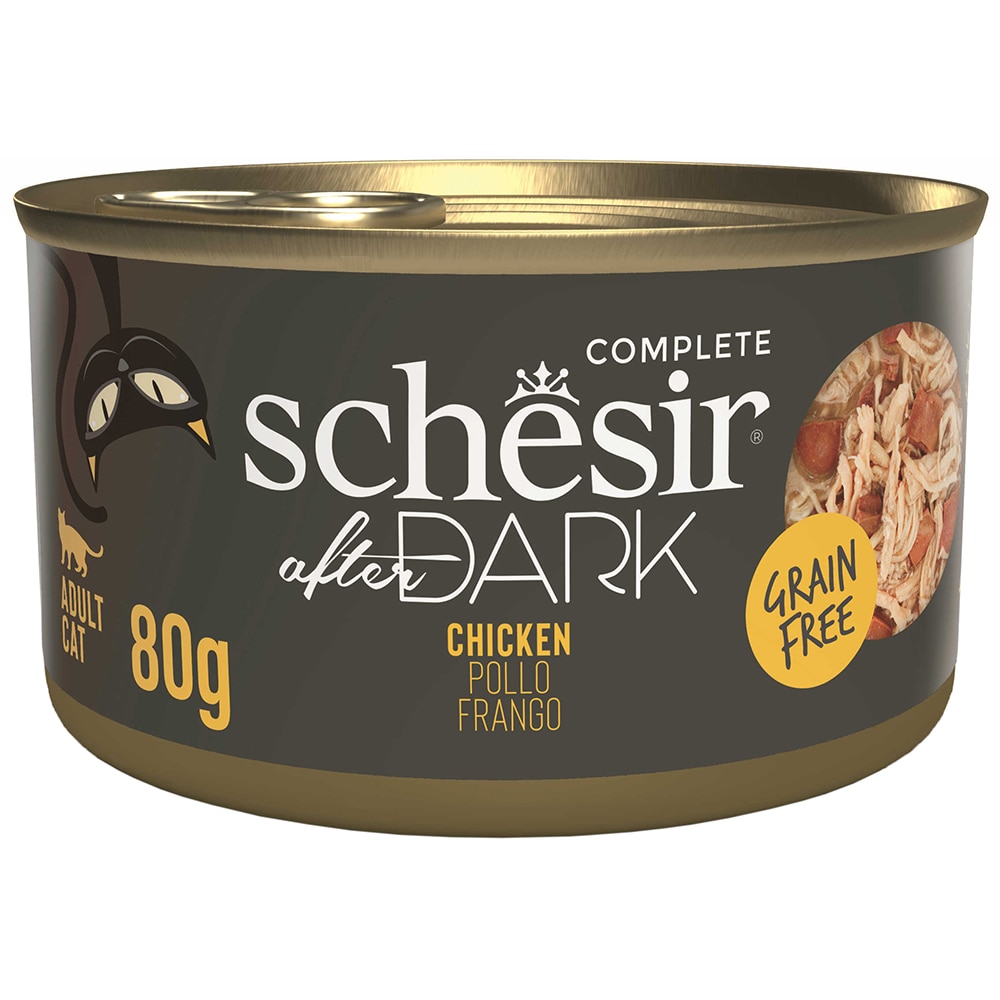 Hrana umeda pentru pisici SCHESIR After Dark, Adult, Pui, 12 x 80 g
