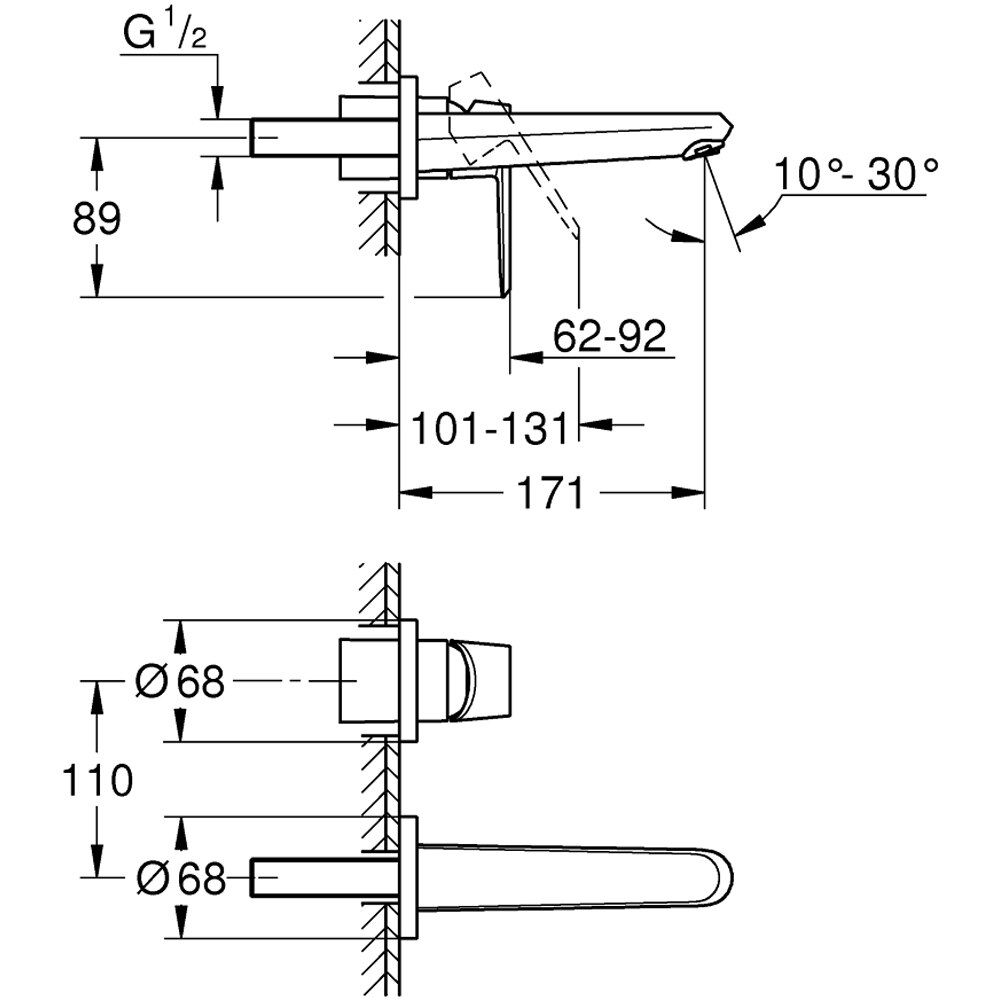 Baterie lavoar GROHE Eurodisc Cosmopolitan 19573002, marimea M, alama, crom