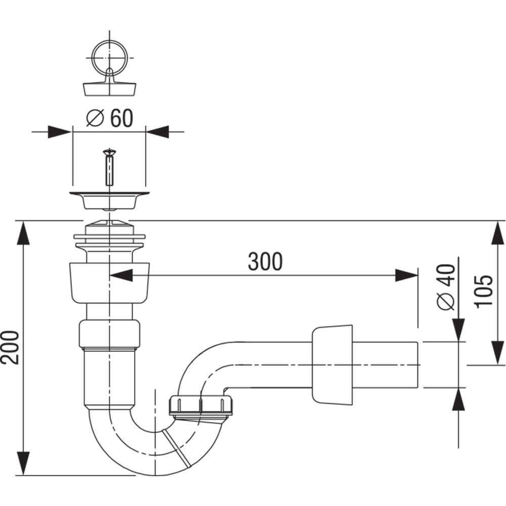 Sifon bideu FLUIDMASTER 196029, grila inox 60mm, evacuare 40mm