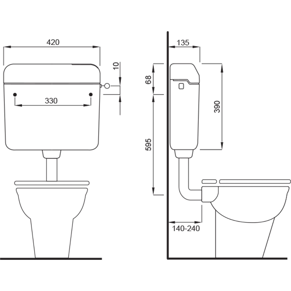 Rezervor WC suspendat FLUIDMASTER Laguna Monoblock 196600, 42 x 13.5 x 39 cm, 3-6 l, alb