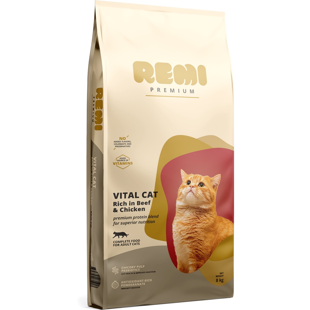 Hrana uscata pentru pisici REMI PREMIUM, Adult, Pui, 8 kg