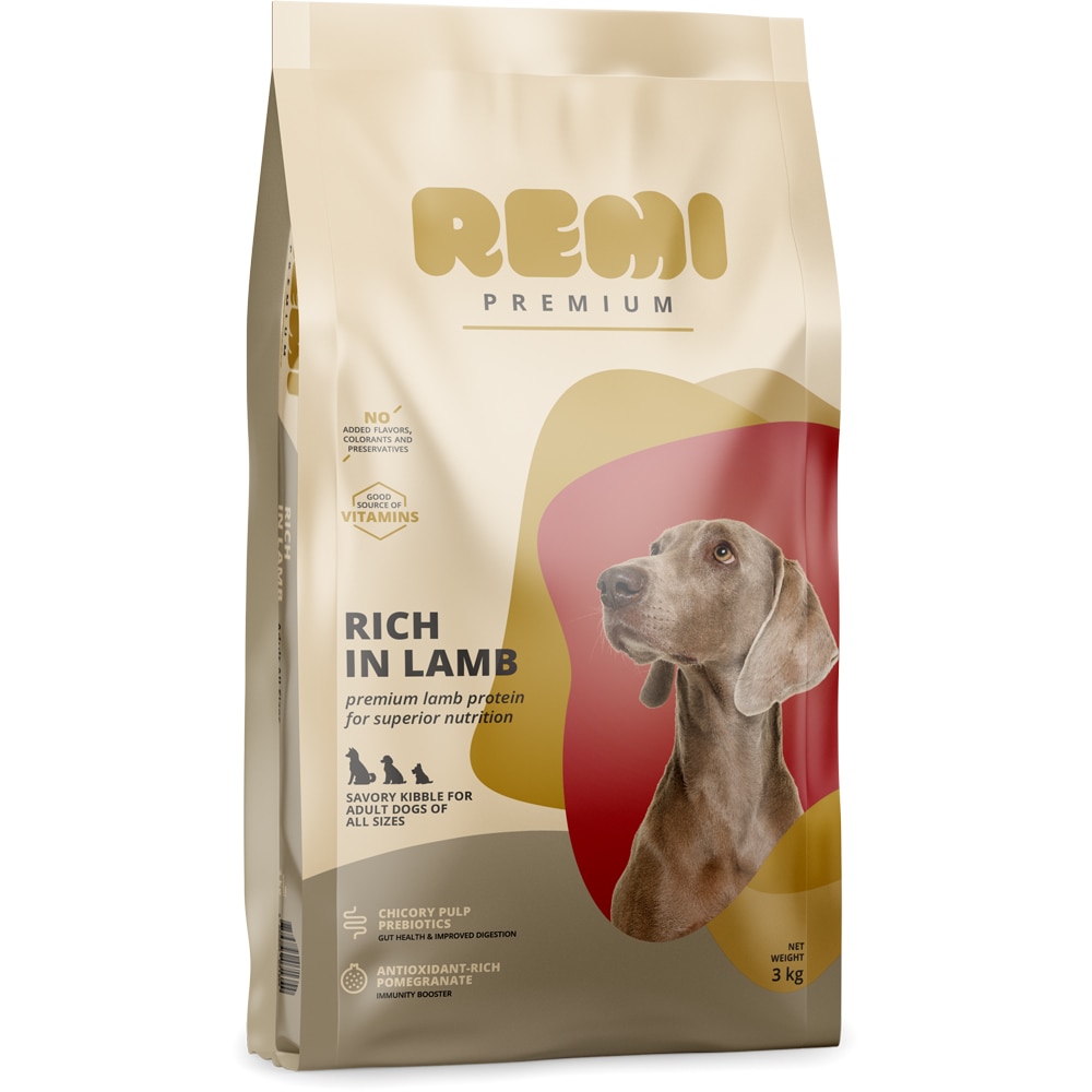 Hrana uscata pentru caini REMI PREMIUM, Adult, Miel, 3 kg