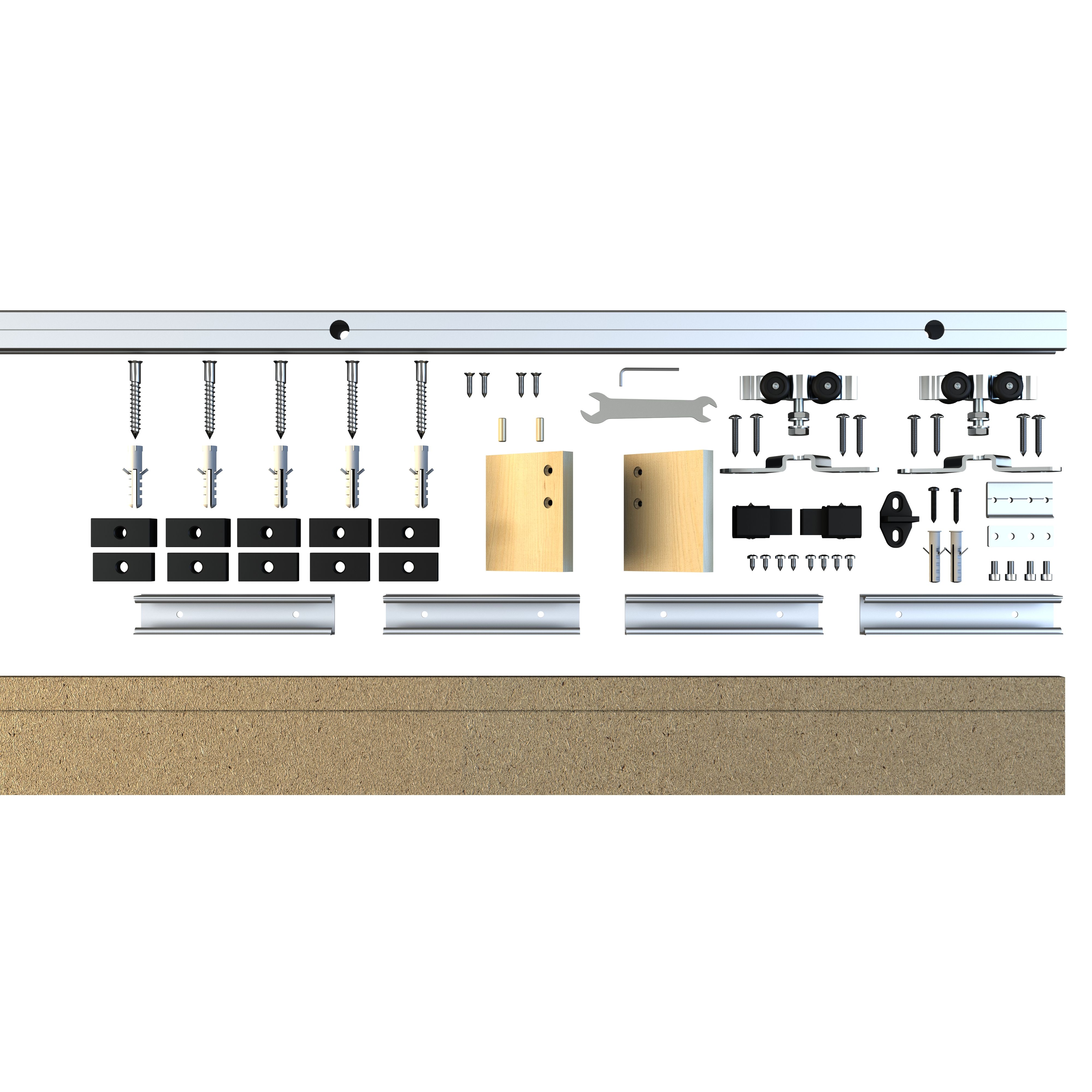 Kit glisare usa lemn, aluminiu