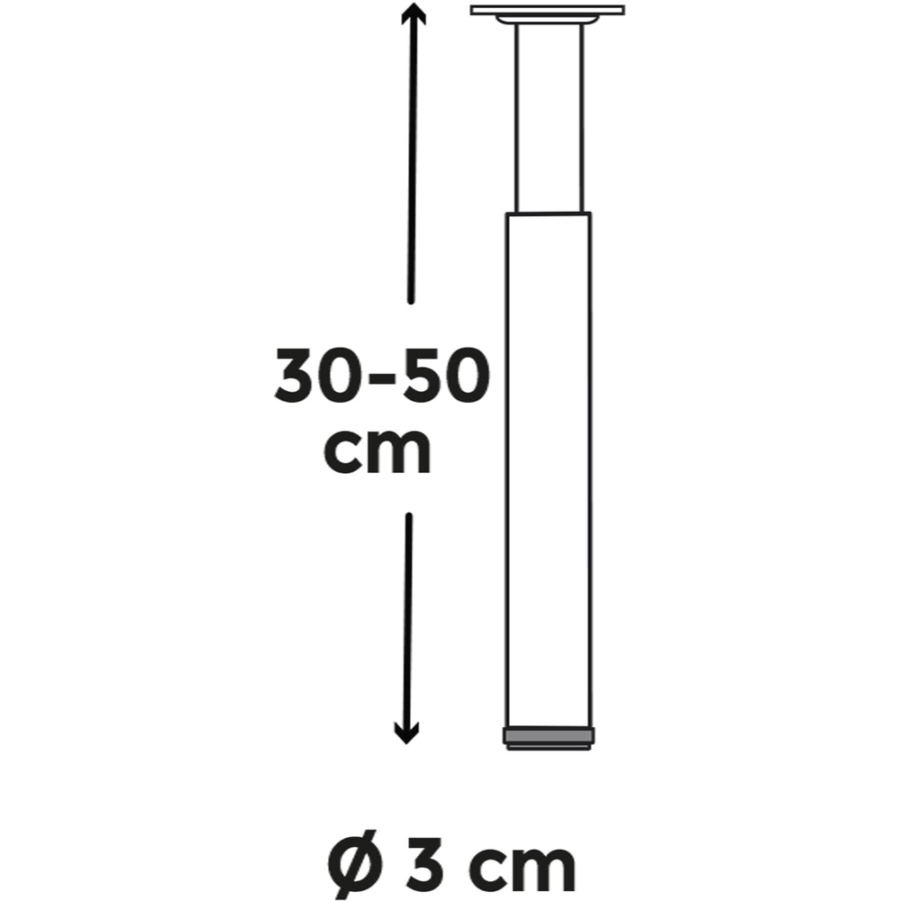 Picior mobila 401E, otel, 30 cm, alb