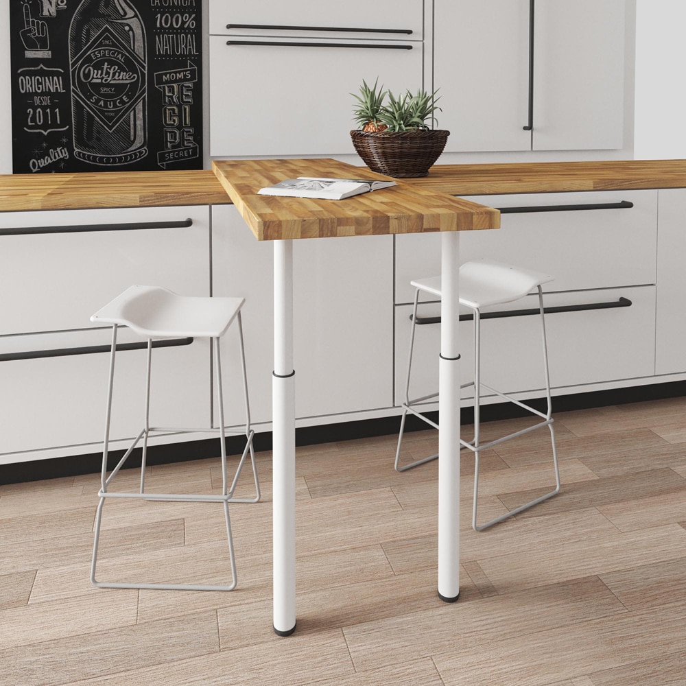 Picior mobila 401E, otel, 71 cm, alb