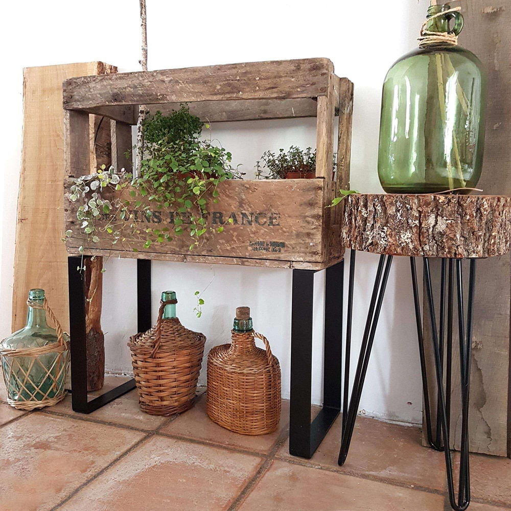 Picior masa stil industrial, 38.5 x 35 x 4 cm, rectangular, negru