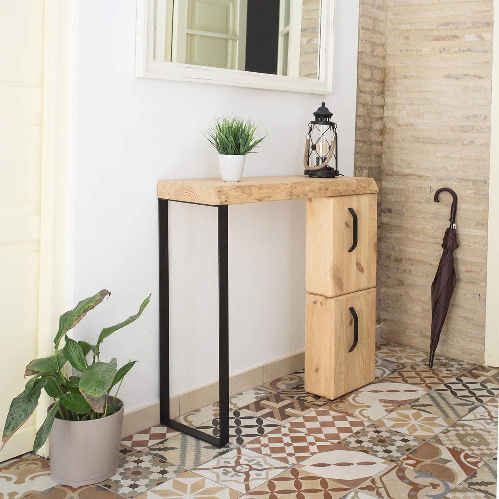 Picior masa stil industrial, 71 x 38.5 x 4 cm, rectangular, negru