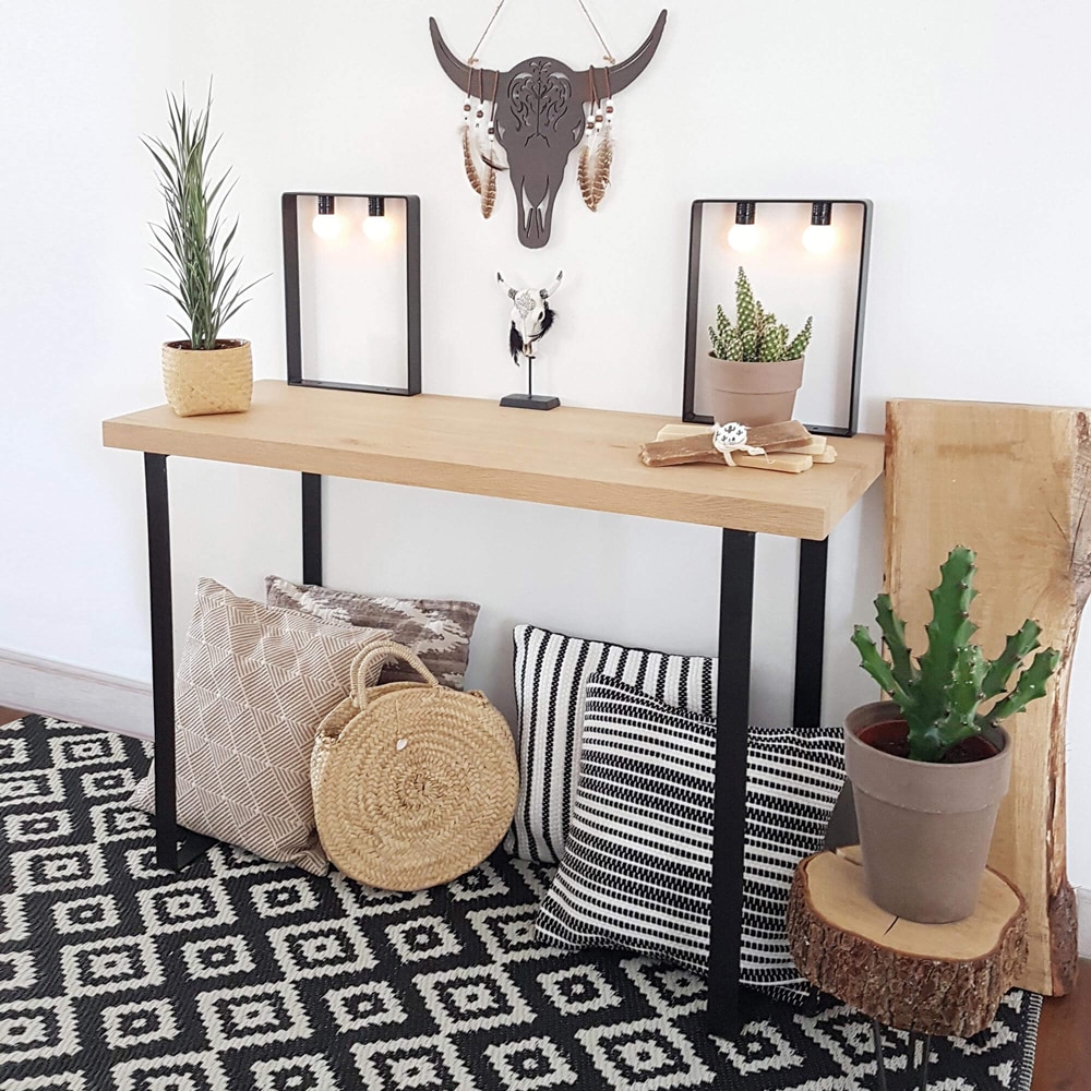 Picior masa stil industrial, 80 x 30 x 4 cm, rectangular, negru