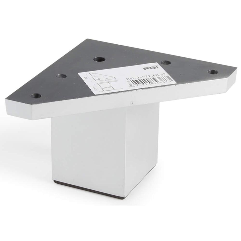 Picior mobila 972, ABS, 6 cm, argintiu