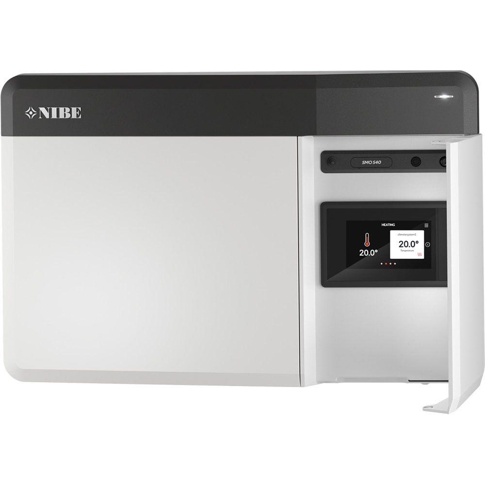 Pachet pompa de caldura aer-apa NIBE Split AMS 10-16 + HY300, 18 kW, Wi-Fi, controller smart SMO S40, kit scurgere condens