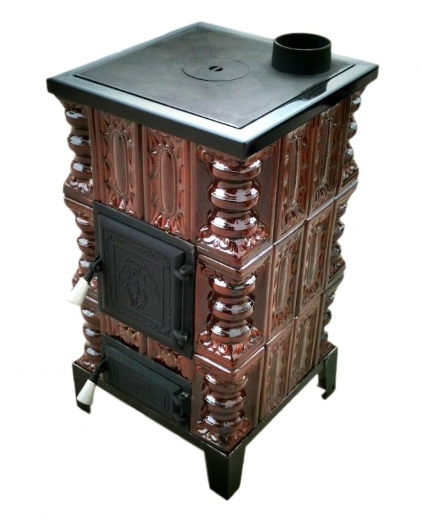 Soba teracota premontata, 3 randuri + plita, 5 kW, maro, 170 kg, 46 x 84 x 46 cm