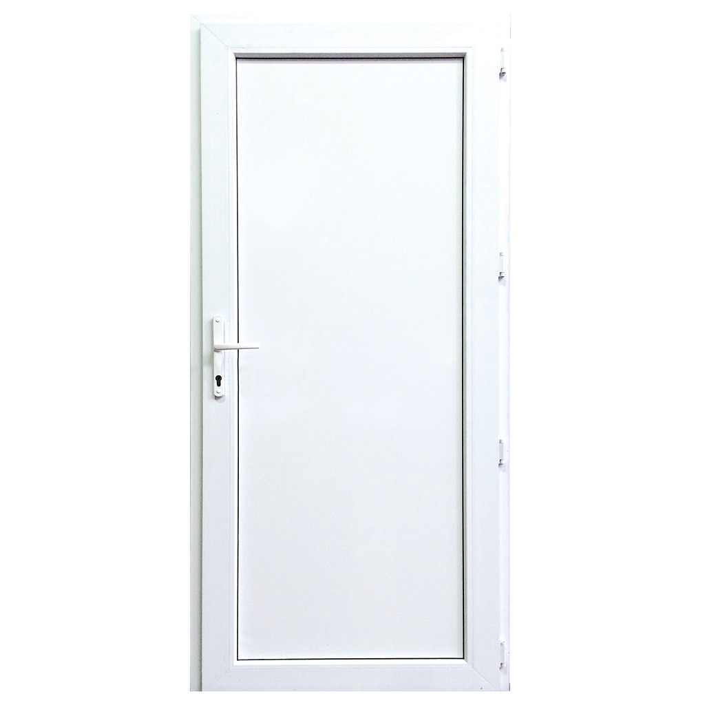 Usa termopan PVC interior/exterior, batanta, plina, 4 C, alb, dreapta, simpla deschidere, 88 x 205 cm  Extruplast