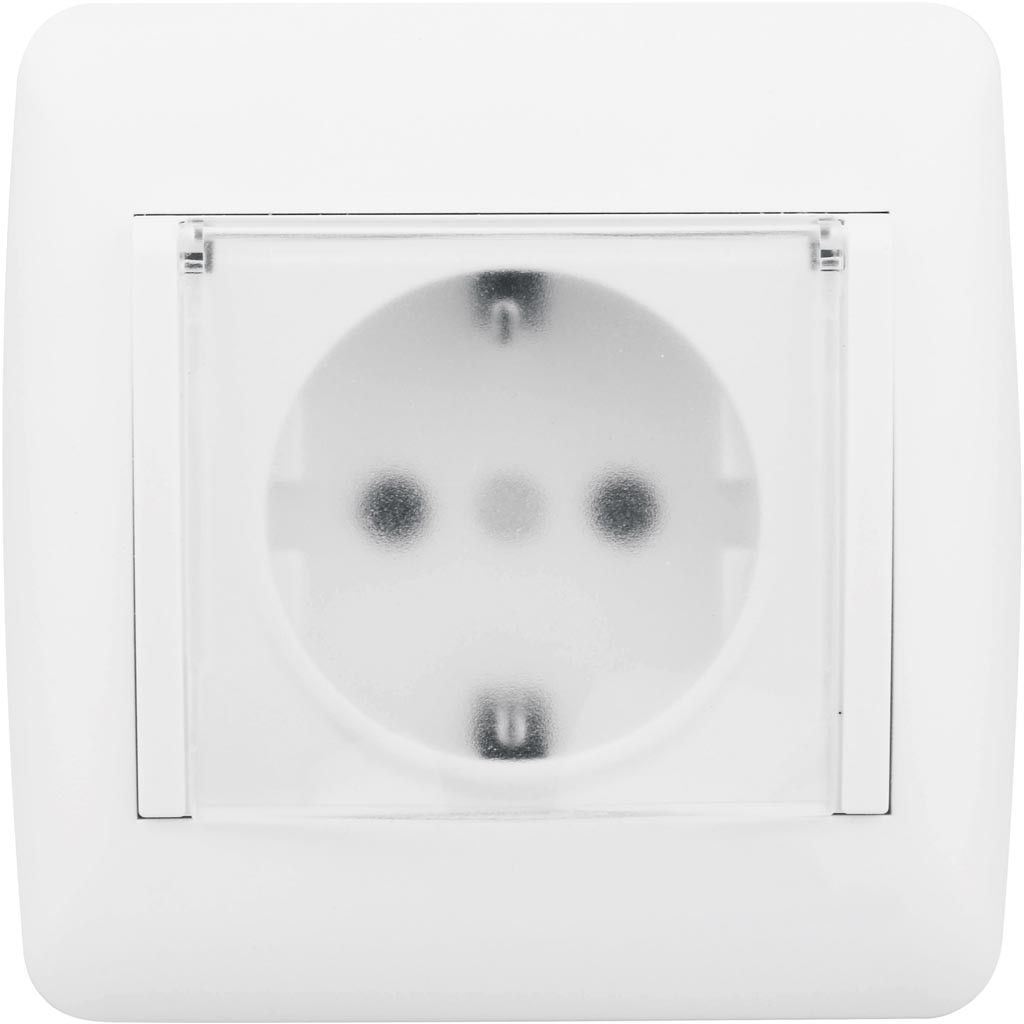 Priza Schuko cu capac BODNER, 16A 250V, ABS, alb