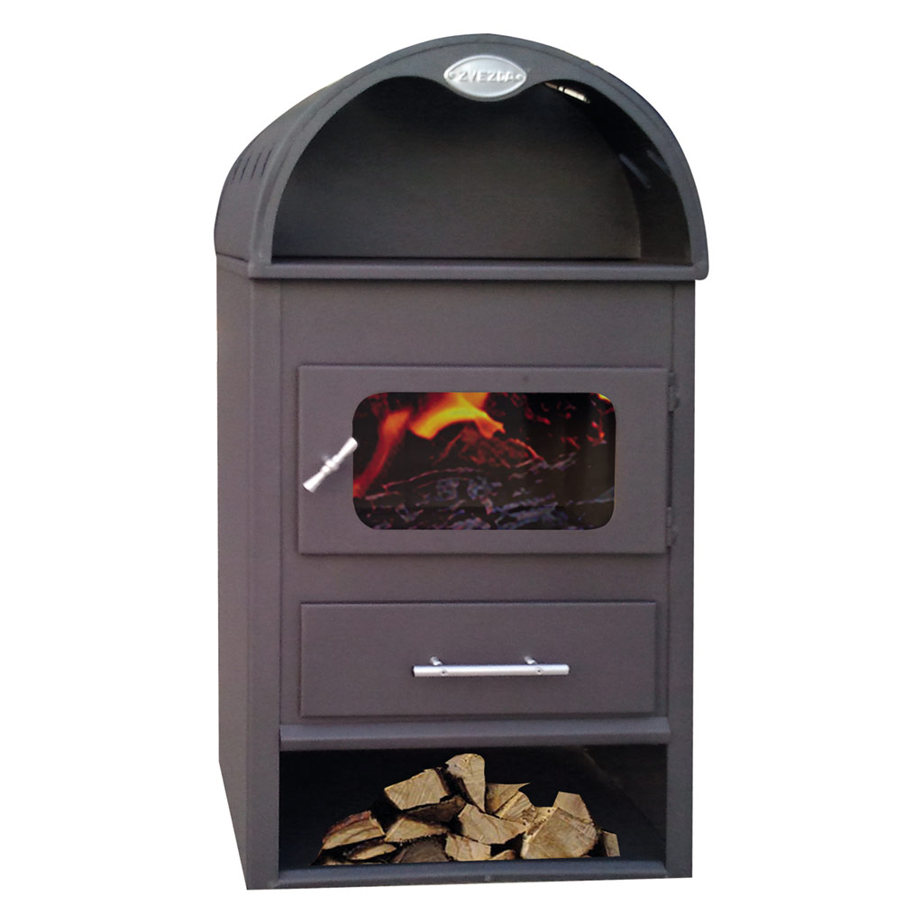 Semineu pe lemne, 7 kW, gri, otel, 48 x 39 x 91 cm  Alpin