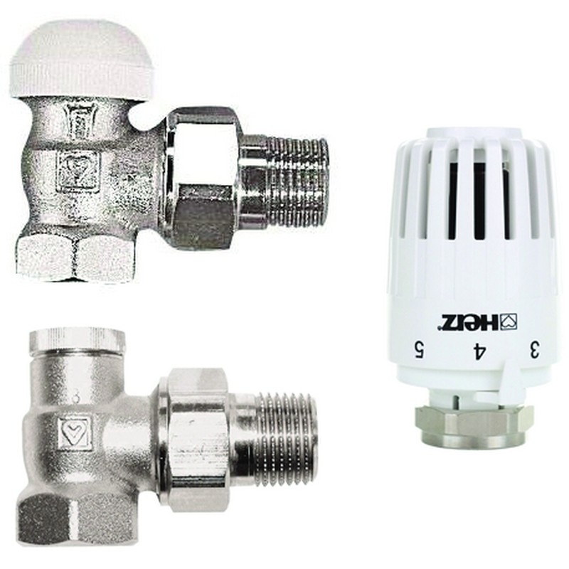 Set robinet termostat, tur-retur, format din 3 piese • Herz