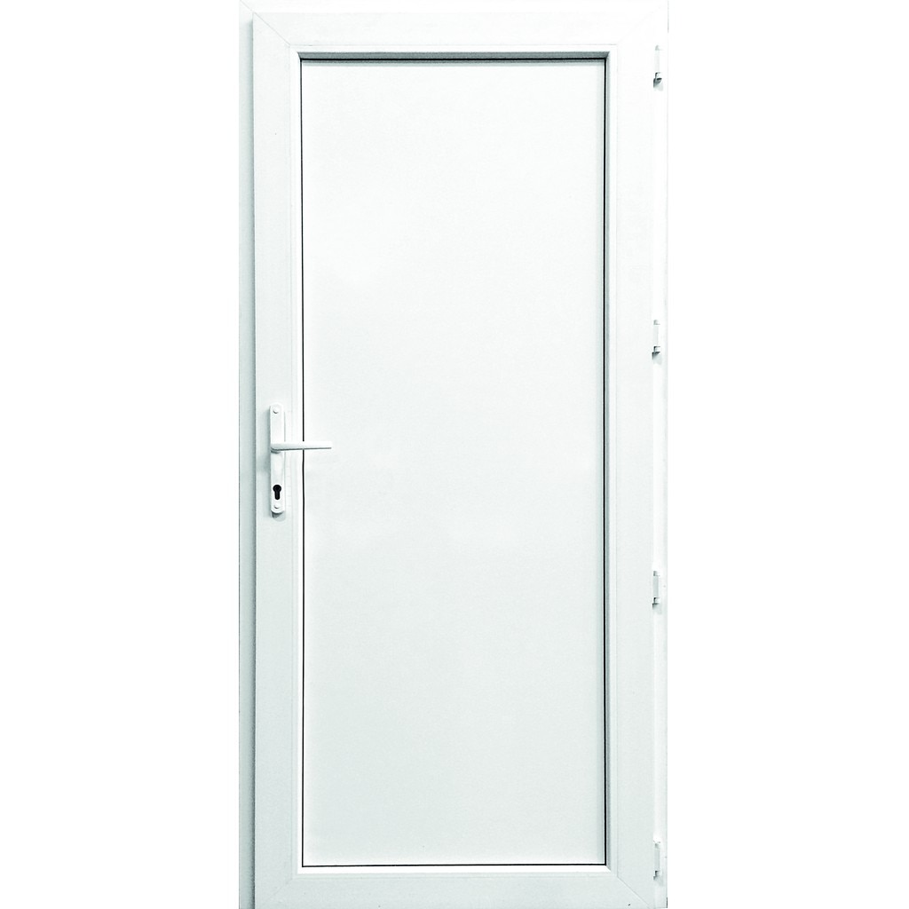 Usa termopan PVC interior/exterior, batanta, plina, 4 C, alb, stanga, simpla deschidere, 78 x 205 cm  Extruplast