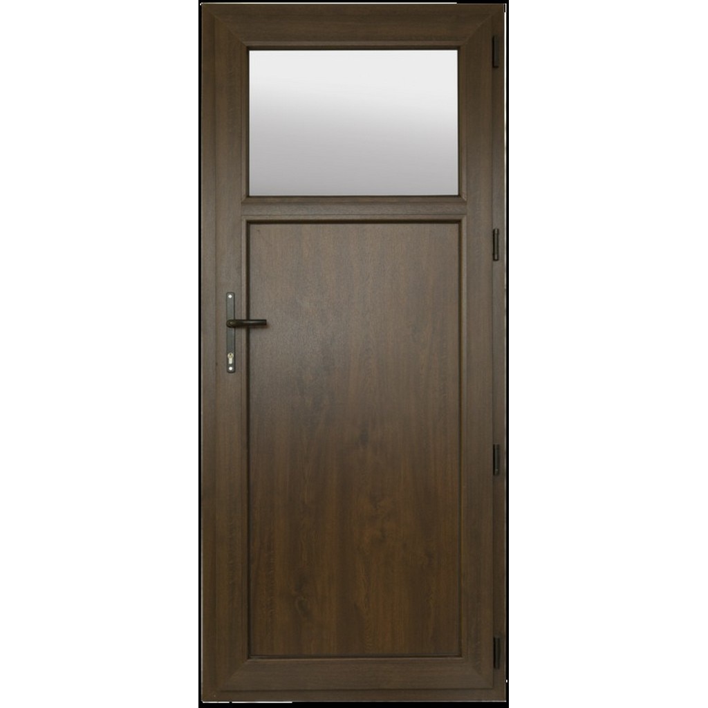 Usa termopan PVC interior/exterior, batanta, cu geam, 6 C, maro, stanga, simpla deschidere, 88 x 205 cm  Extruplast