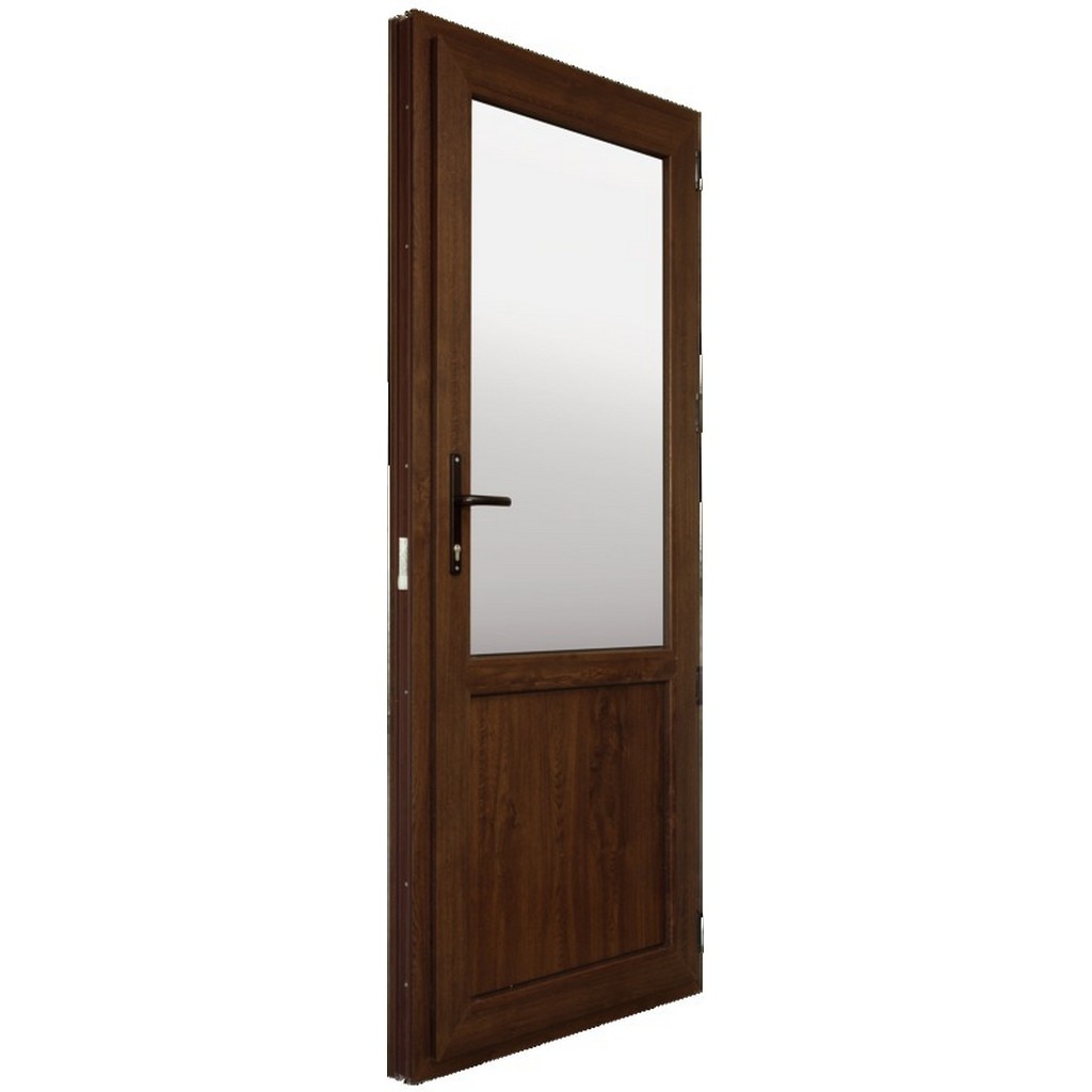 Usa termopan PVC interior/exterior, batanta, cu geam, 6 C, maro, dreapta, simpla deschidere, 88 x 205 cm  Extruplast