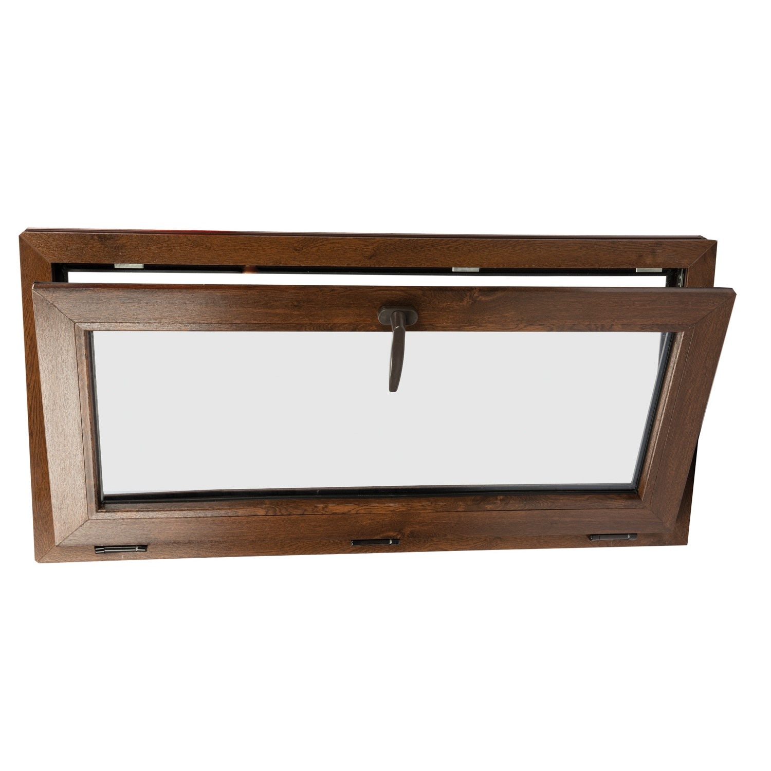 Fereastra termopan PVC, geam Clar + Low-E, nuc, 6 camere, 116 x 56 cm, simpla deschidere, oscilanta  Extruplast