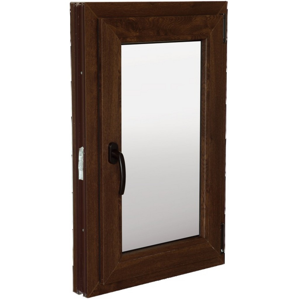 Fereastra termopan PVC, geam Clar + Low-E, nuc, 6 camere, 56 x 86 cm, dreapta, dubla deschidere, oscilobatanta Extruplast