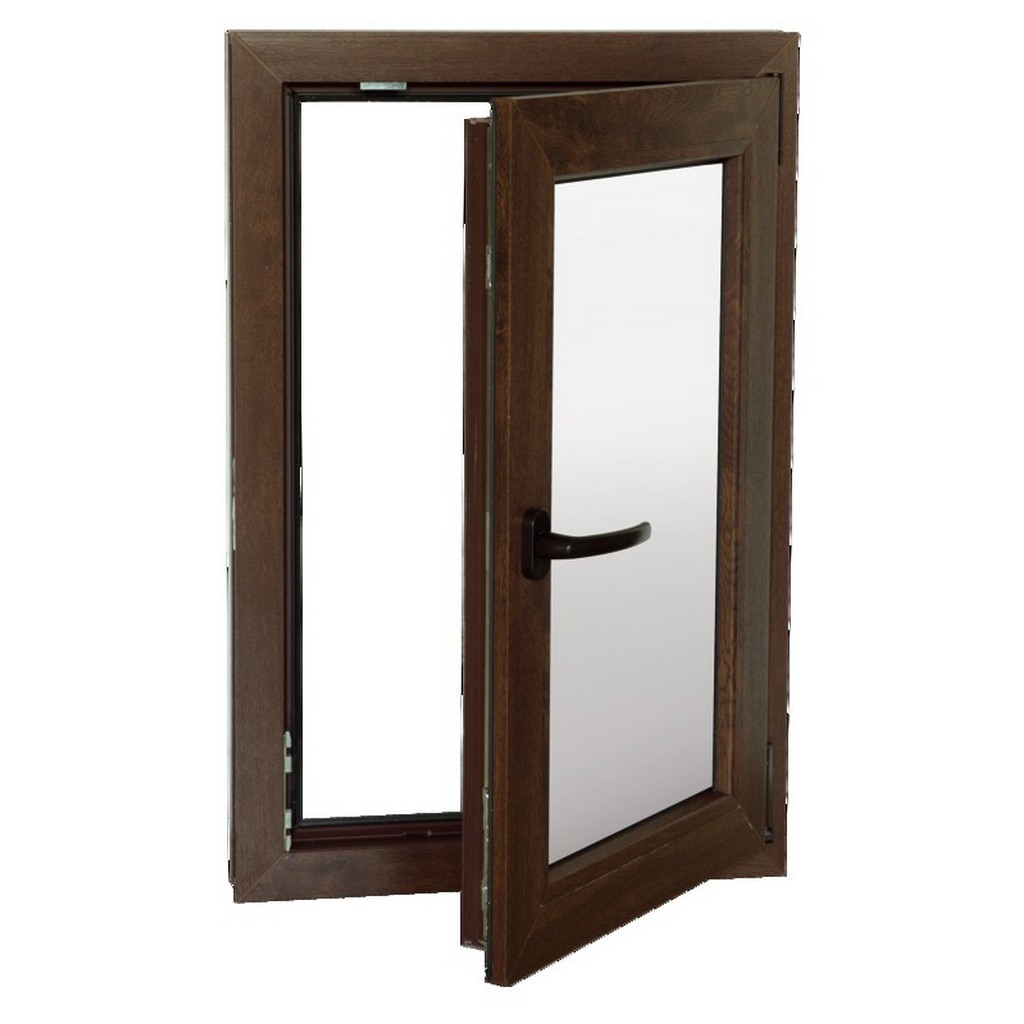 Fereastra termopan PVC, geam Clar + Low-E, nuc, 6 camere, 56 x 86 cm, stanga, dubla deschidere, oscilobatanta  Extruplast