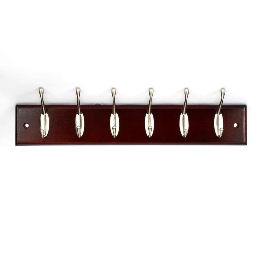 Cuier, lemn, 6 carlige, 40x7x1.2 cm, maro inchis