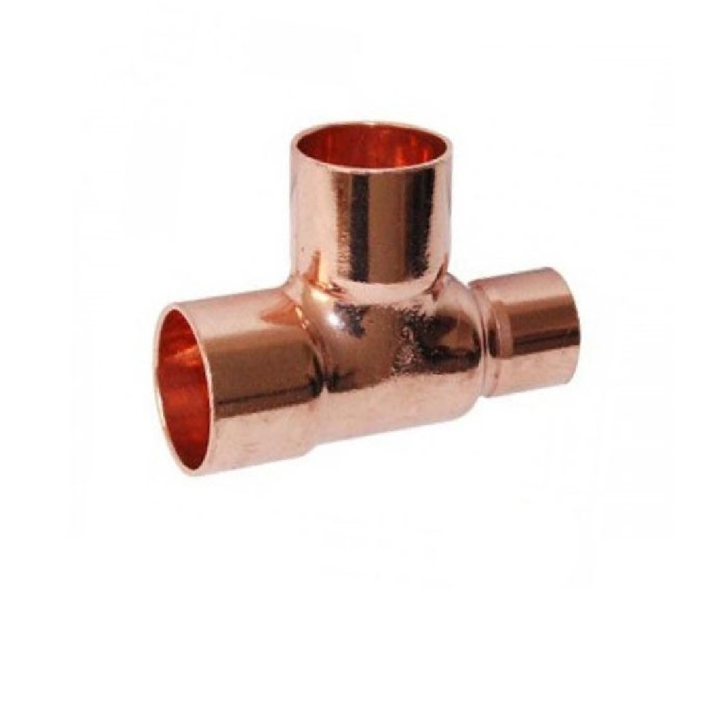 Teu redus din cupru, 22 x 18 x 18 mm, filet interior-interior