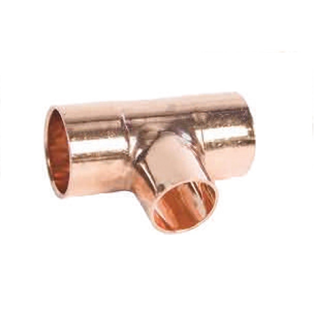 Teu redus din cupru, 28 x 15 x 28 mm, filet interior-interior