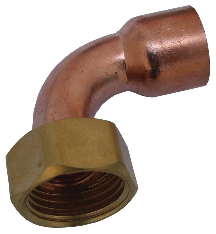 Niplu semiolandez alama cupru, 28 mm, racord 1/2 I, unghi 90, filet interior