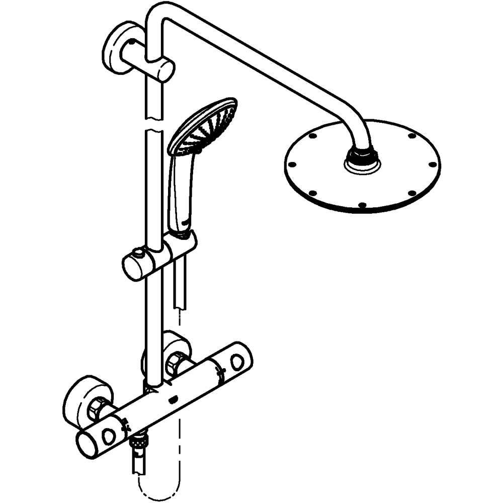 Sistem dus GROHE Euphoria 210 26383000, termostat, 1 functie, crom