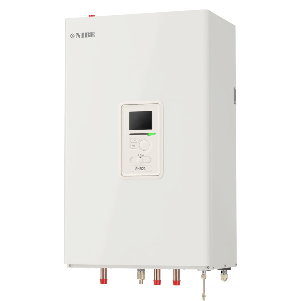 Pachet pompa de caldura aer-apa NIBE Split AMS 20-10 + SHB 20-12 EM, 11.5 kW, Wi-Fi, puffer 100 L, kit scurgere condens