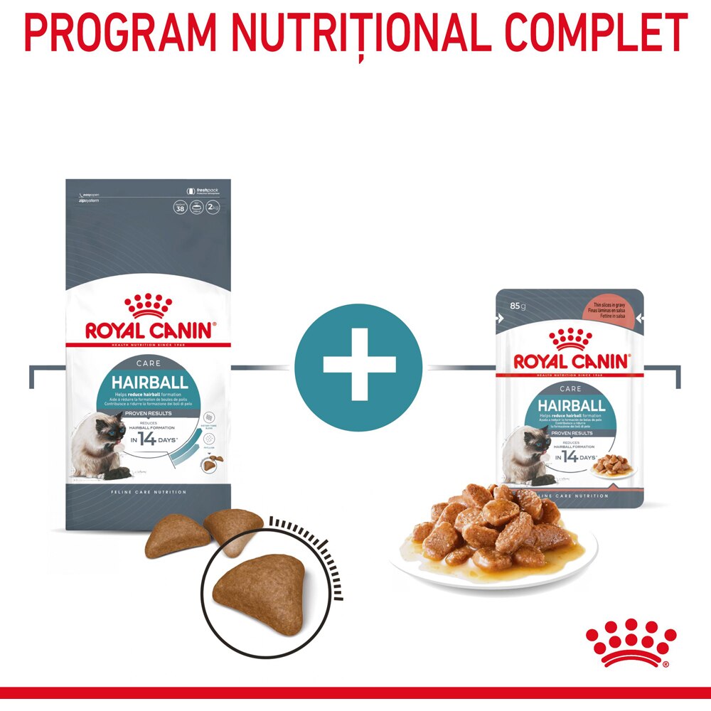 Hrana uscata pentru pisici ROYAL CANIN FCN Hairball Care, Adult, Pasare, 400 g