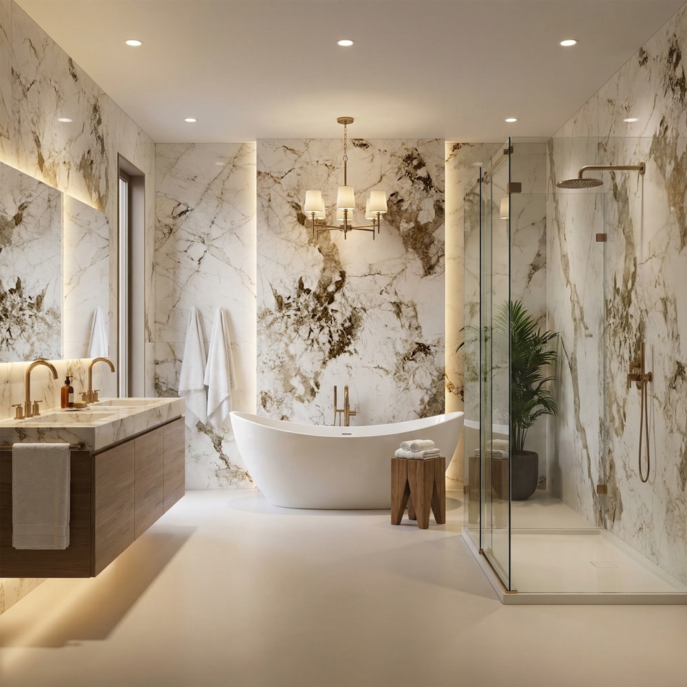 Panou decorativ IMPERIAL MARBLE SW215, WPC, 120 x 278 cm, bej