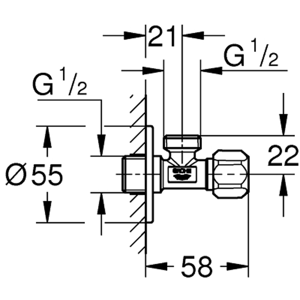 Robinet cu ventil GROHE 22032000, 1/2", fara marcaj, crom