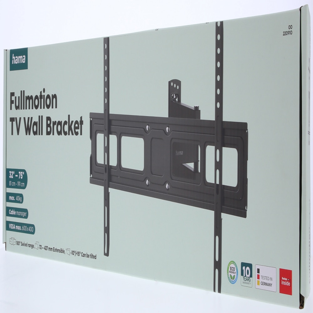 Suport TV perete HAMA 220910, reglabil, 39-75", 40kg, negru