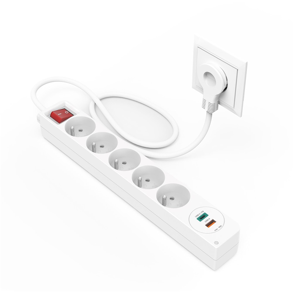 Prelungitor HAMA 223186, 5 prize, USB-C/A, 1.4m, alb