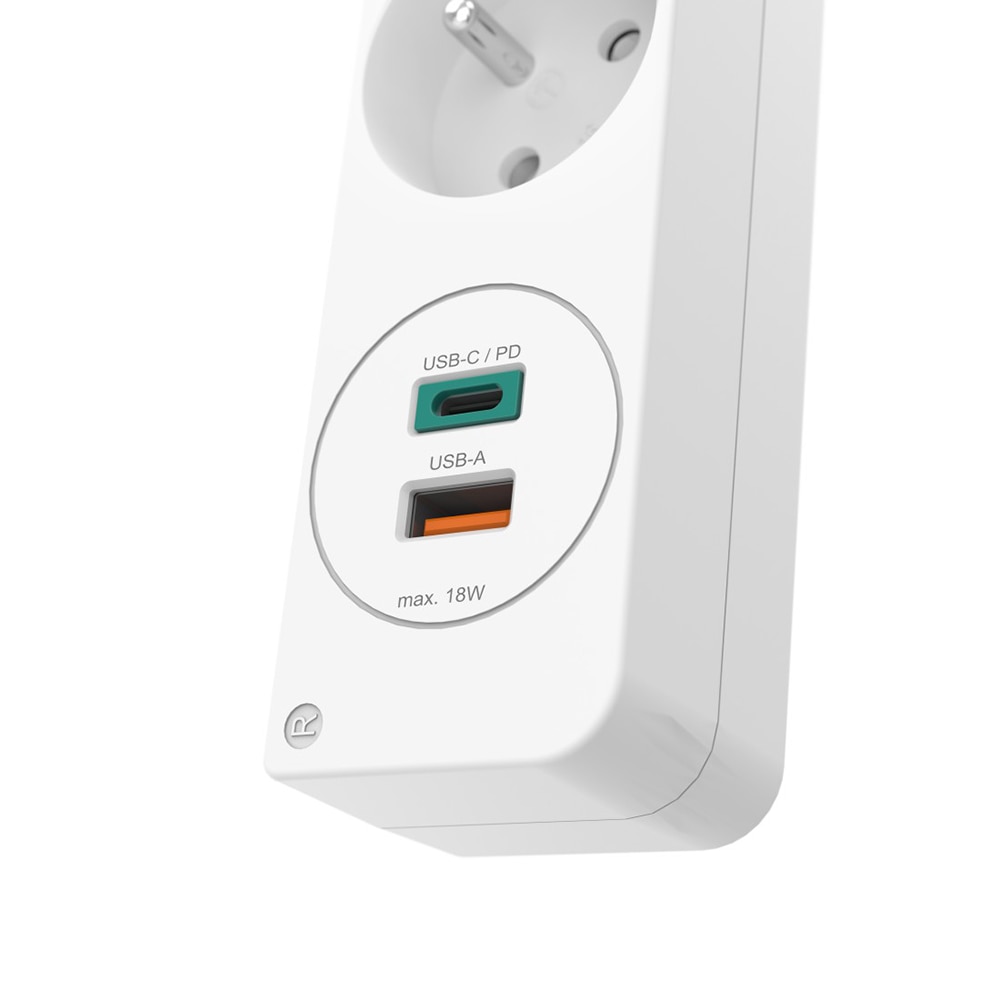 Prelungitor HAMA 223186, 5 prize, USB-C/A, 1.4m, alb