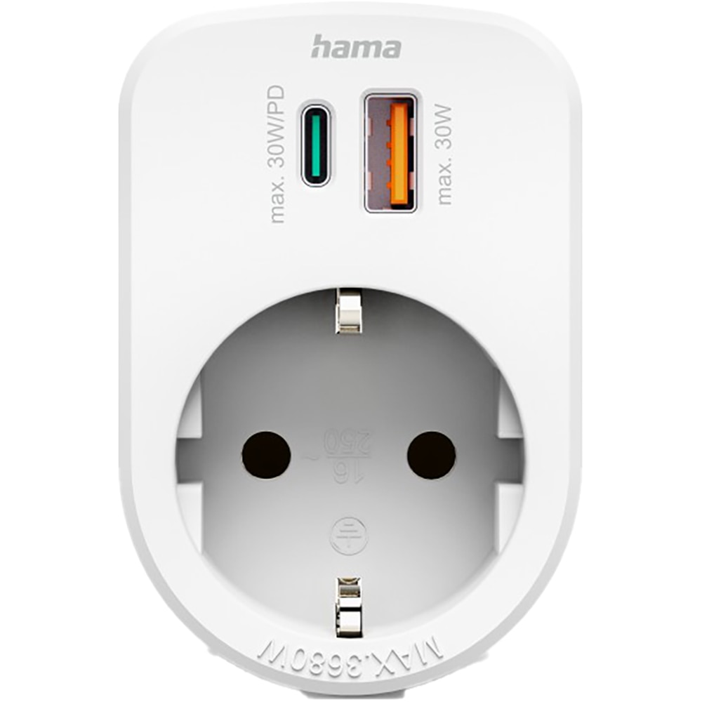 Adaptor priza HAMA 223343, 30W, USB-C/A, alb