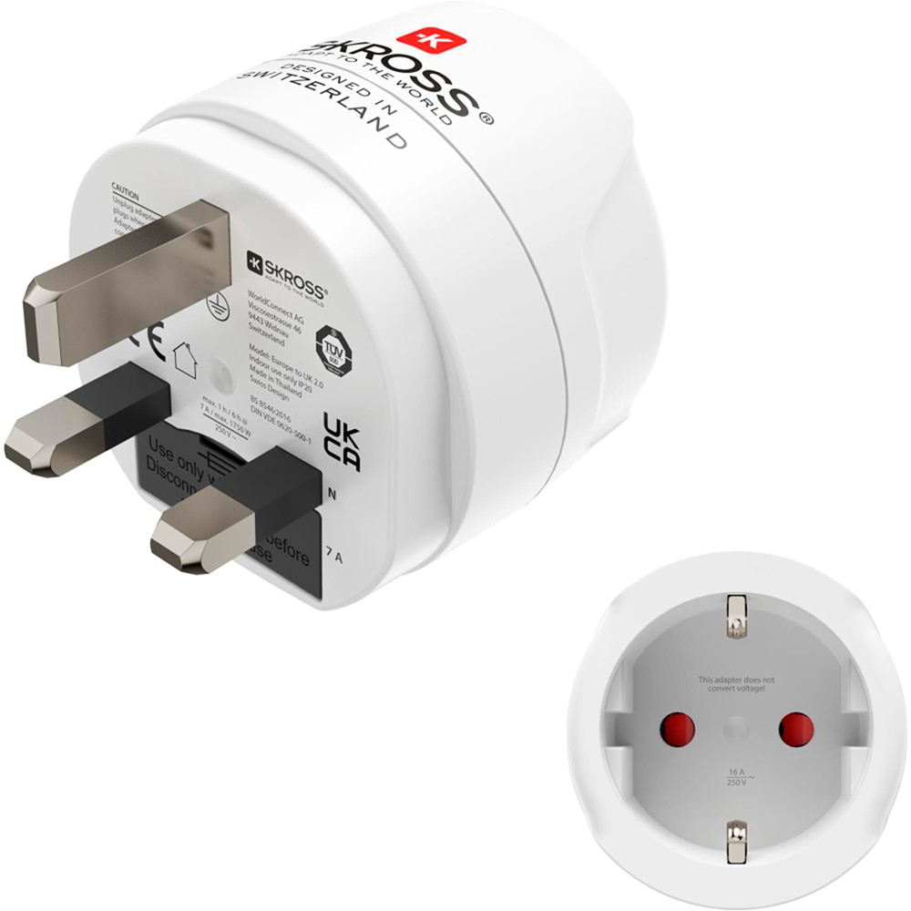 Adaptor priza HAMA 223483, 3250W, 100-250V, EU - UK, alb